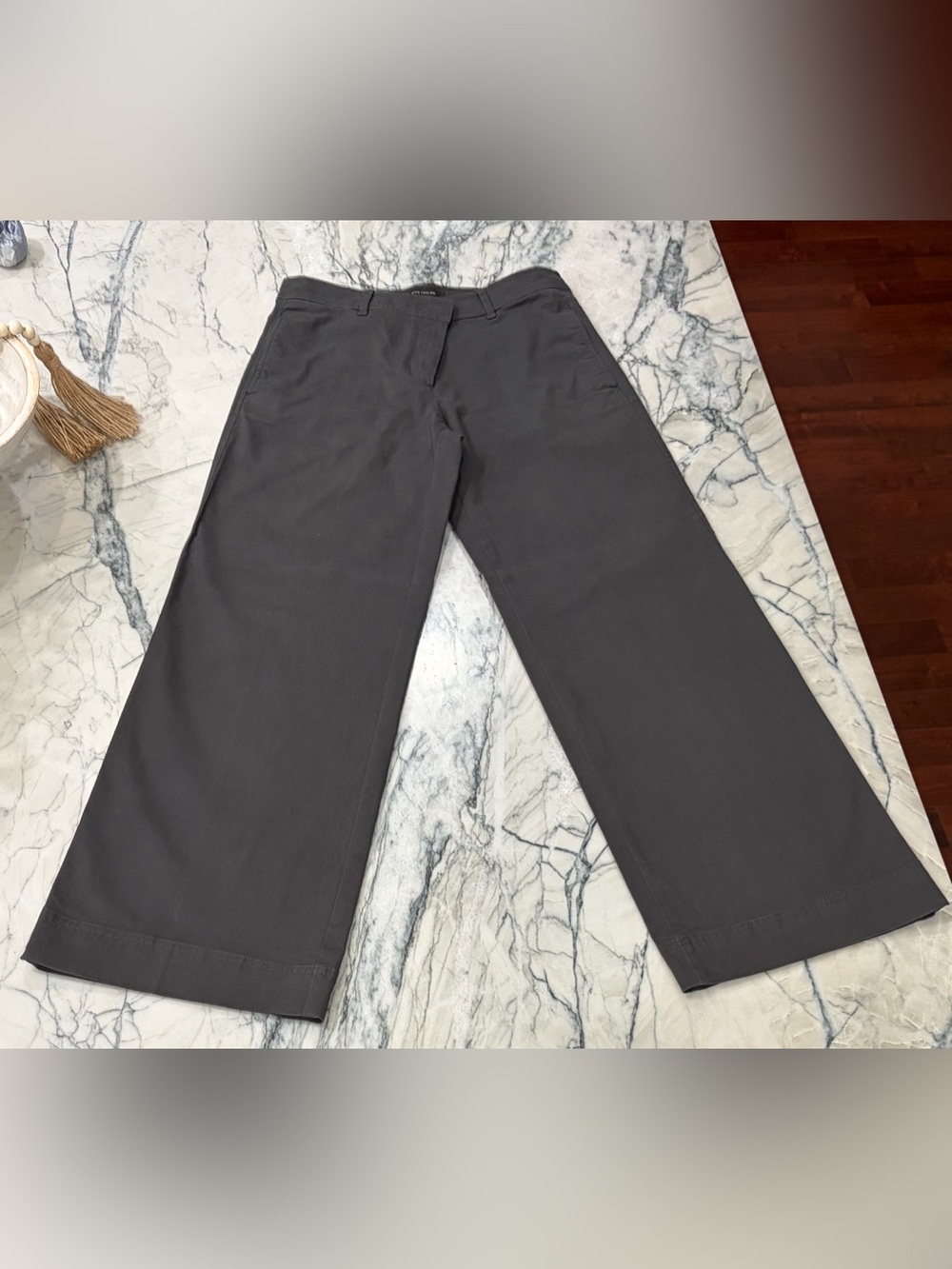 Ann Taylor Men's Wide-Leg Chinos in Charcoal